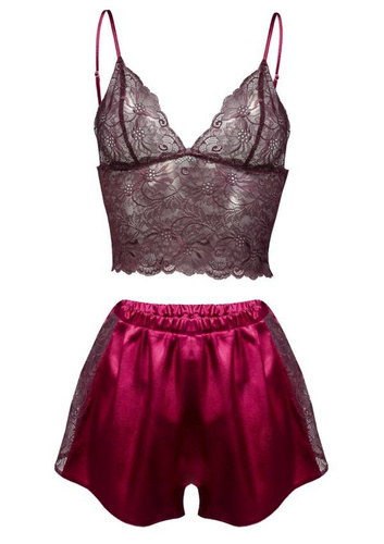 Piżama Damska Satynowa Patty DKaren - bordo