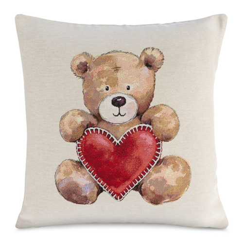 Poszewka świąteczna gobelinowa Miś serduszko Chp 6028 Eurofirany beżowy 