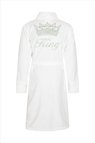 Szlafrok męski King + Korona ByShelly - biały/srebrny