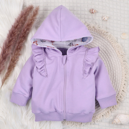 Nini Bluza Underwater World – fioletowa, organiczna bawełna, z kapturem, suwak