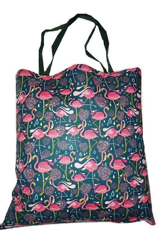 Torba bawełniana na zakupy Kwiatki wzór serwetki szary