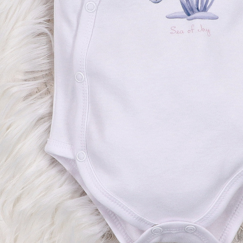 Nini Body Underwater World biały – organiczna bawełna, krótki rękaw, kopertowe