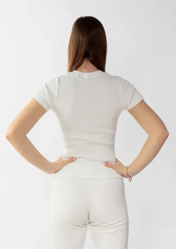 Bluzka damska prążkowana Halima Dkaren - ecru