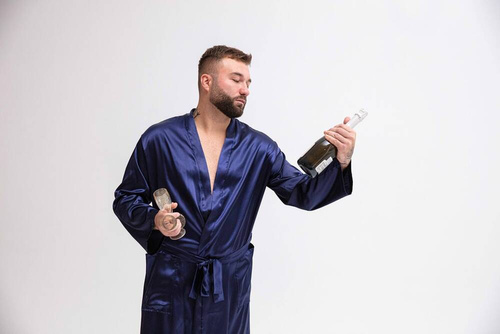 Szlafrok męski Lukas Dkaren - granatowy