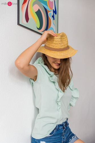 Bluzka do karmienia Milky Waves z krótkim rękawem Milk&Love miętowy