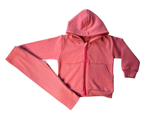 Komplet dresowy Mamatti DR2155 – bluza z kapturem i spodnie dla dziewczynki, kolor malaga