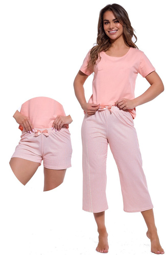 Trzyczęściowa Piżama Damska 466/322 Cleo Cornette różowy