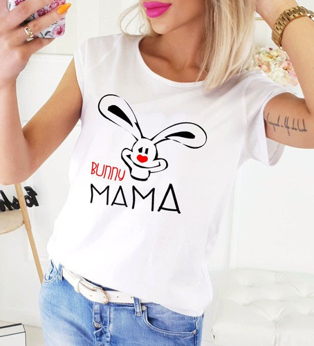 "BUNNY MAMA" Bluzka dla mamy Moocha biały