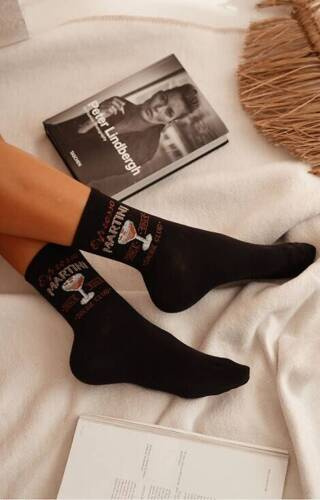 0200-156 Espresso Martini Skarpety damskie Milena -czarne