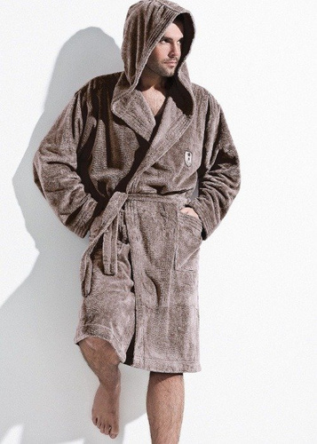 Szlafrok męski z kapturem L&L Iwo grafit