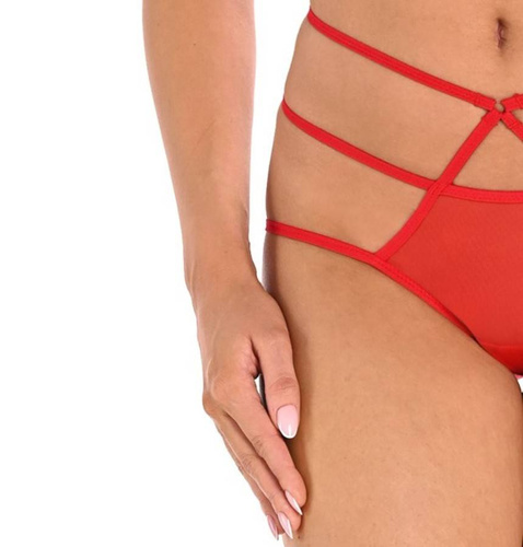 Figi damskie z paseczkami Demi Teyli - czerwony