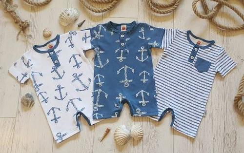 Pajac letni, rampers "BLUE SEA" Makoma niebieski