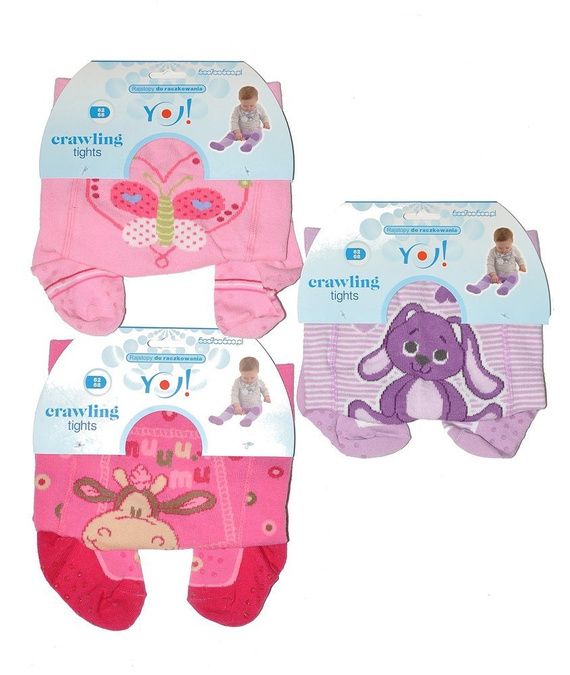 RAB-0025G Rajstopy do raczkowania mix kolor-dziewczynka