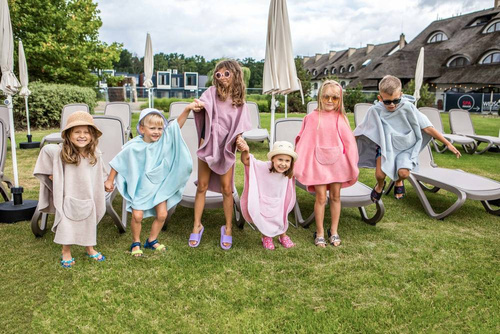 Poncho kąpielowe ręcznik z kapturem Popi AQUA NIÑO - beżowy