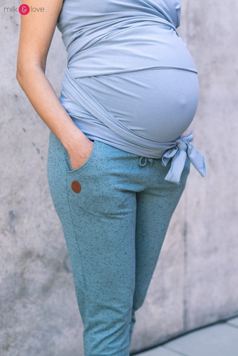 Dresowe spodnie ciążowe Milk&Love mięta plum