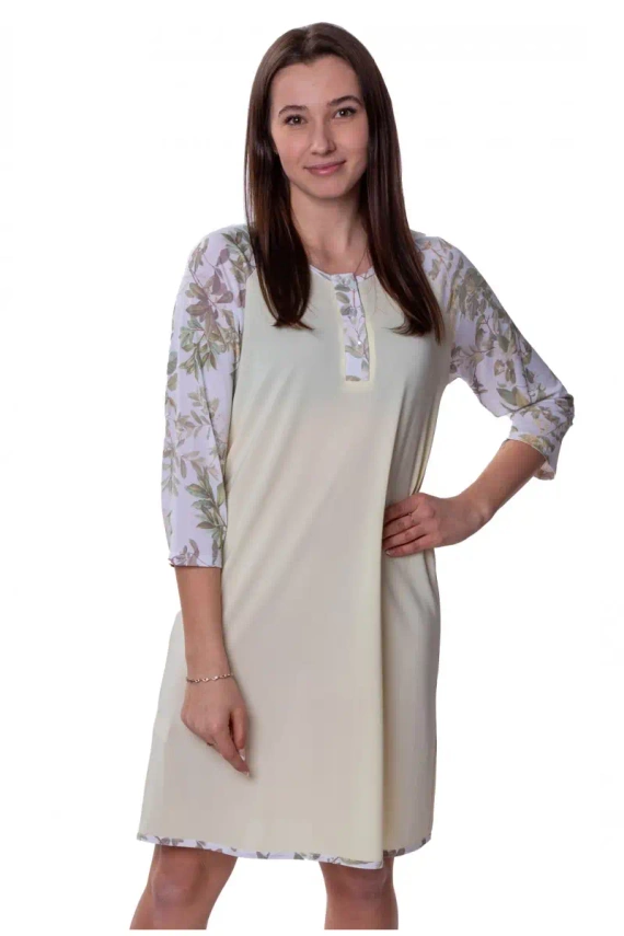 Koszula nocna rozpinana 86612 Botanica Mewa kremowy