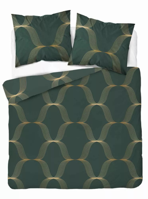 Pościel satynowa ornament 5088 B Home Satin Detexpol butelkowy zielony  