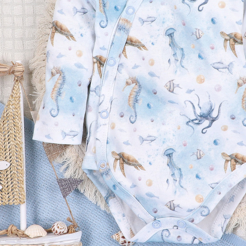 Nini Body Sea Of Joy kopertowe – bawełna organiczna, dla noworodka Nini niebieski 