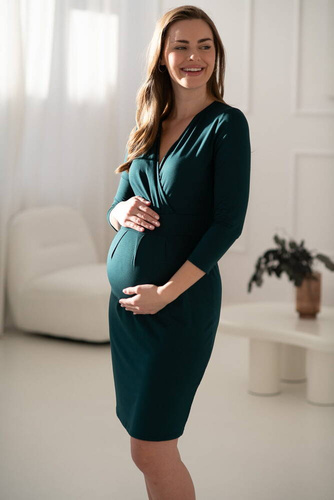 Sukienka ciążowa i do karmienia Grow with me Milk&Love butelkowa zieleń