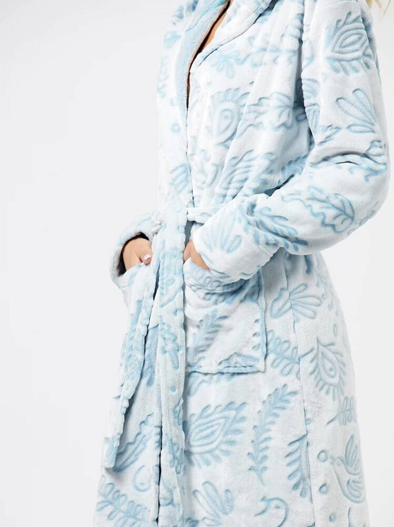 Długi Szlafrok Damski LGL 535 Key - błękitny