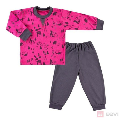 Piżama bawełniana dla dziewczynki "TRIP" Ewa Klucze - różowy druk