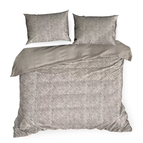 Pościel welurowa liście Flano 3 Eurofirany beżowy