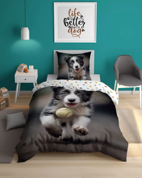 Pościel bawełniana świecąca w ciemności 5410 A Szczeniak Detexpol