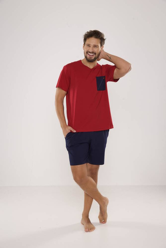 Piżama Męska 646 Kevin De Lafense - bordo
