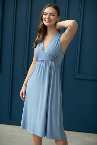 Koszula nocna ciążowa i do karmienia z bambusa Star Light Milk&Love błękitny