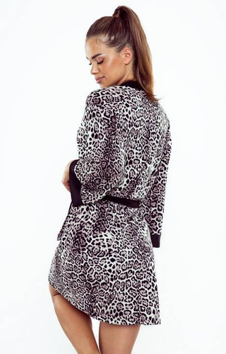 Szlafrok damski Shanti Eldar czarny-panterka	