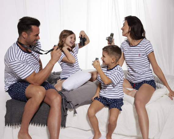 Piżama chłopięca 801/111 802/111 Marine Cornette biały-granatowy