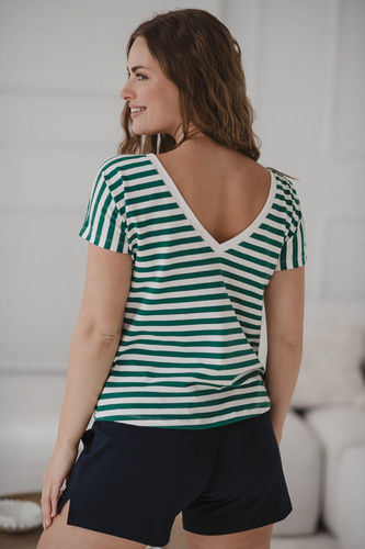 Bluzka Two Ways — ciążowa i do karmienia, dwustronna, krótki rękaw Milk&Love zielono-białe paski 