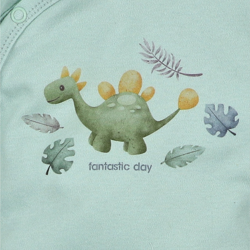 Pajacyk niemowlęcy Nini Dino Explorer miętowy | Naturalna bawełna organiczna, delikatność od pierwszego dnia