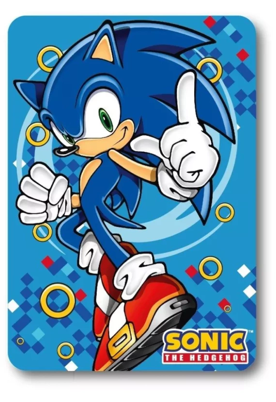 Sonic Faro – koc polarowy niebieski, 170 g/m², licencjonowany produkt