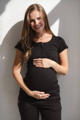Bluzka ciążowa i do karmienia Tummy z krótkim rękawem Milk&Love czarny