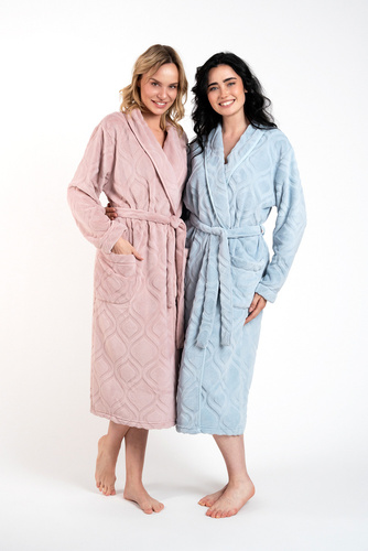 Szlafrok damski Morena Italian Fashion - pudrowy róż