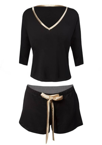 Komplet Piżama Damska Edith DKaren - Czarny