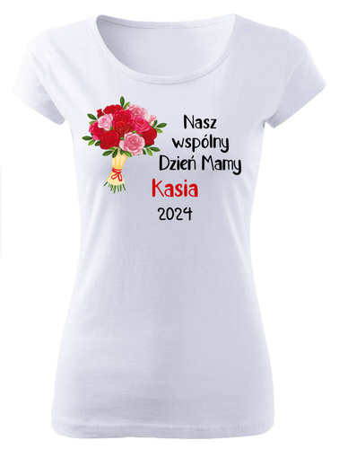 Koszulka damska "Nasz wspólny Dzień Mamy" Moocha biały