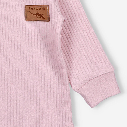 Body rozpinane z dzianiny prążkowej Lagarto Verde - różowy