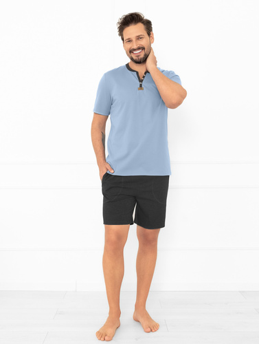 Piżama męska Juliusz Italian Fashion stalowa – bawełniana, koszulka i krótkie spodenki