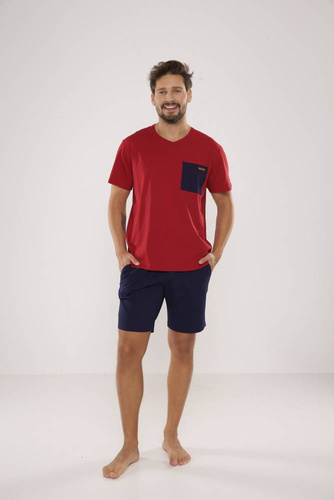 Piżama Męska 646 Kevin De Lafense - bordo