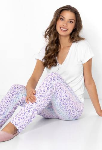 Piżama damska Coco Momenti Per Me white-lila