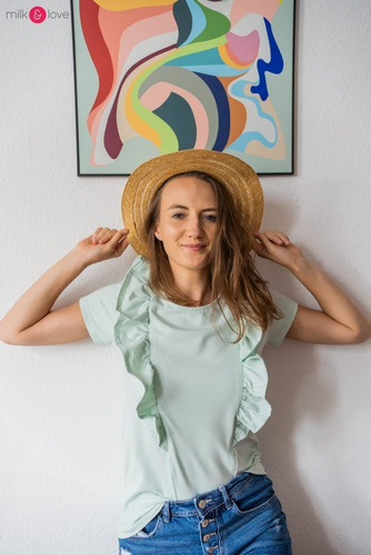 Bluzka do karmienia Milky Waves z krótkim rękawem Milk&Love miętowy