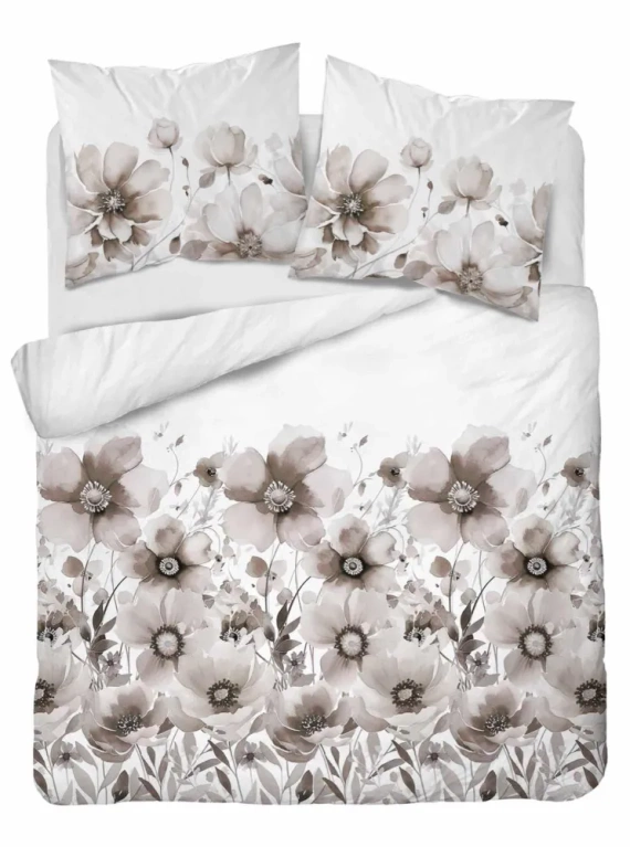 Pościel satynowa kwiaty 4923 B Home Satin Detexpol beżowy  