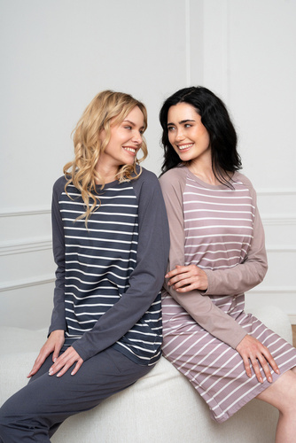 Koszula nocna damska Oda Italian Fashion - druk cappuccino