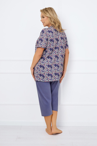 Piżama Damska i do karmienia krótki rękaw, 3/4 spodnie Bonaria Italian Fashion - druk/jeans 