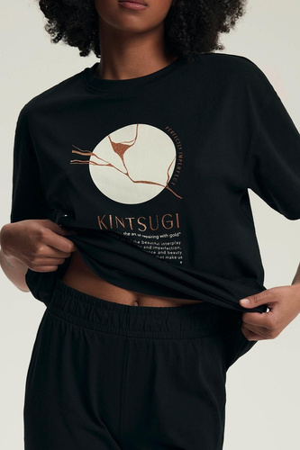 Dairoku 43728 – piżama damska bawełniana, krótki rękaw, spodnie rybaczki