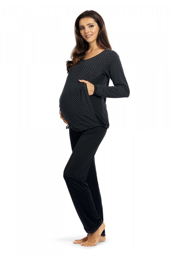 Piżama damska ciążowa i do karmienia 3107 Lupoline czarny