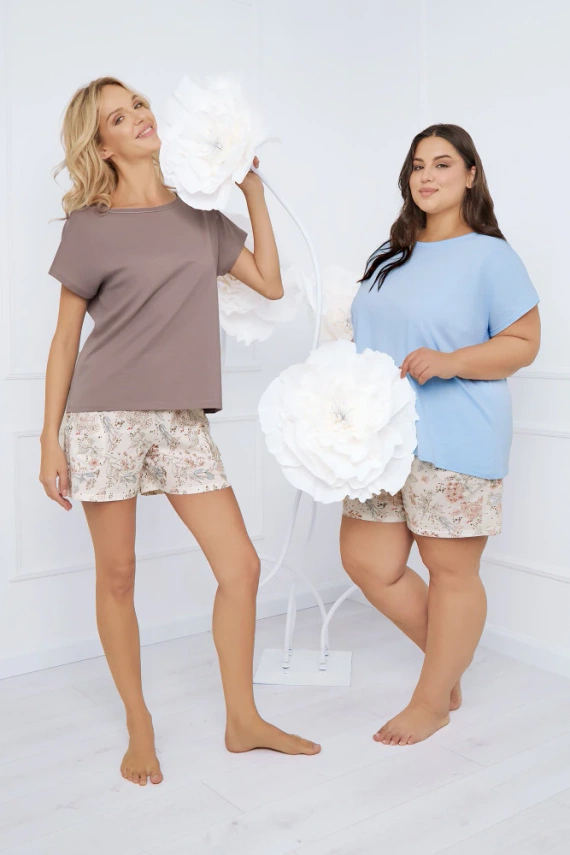 Piżama Damska krótki rękaw, spodenki Solita Italian Fashion