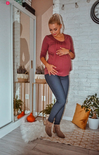 Bluzka ciążowa i do karmienia z rękawem 7/8 Kangaroo Milk&Love rose brown